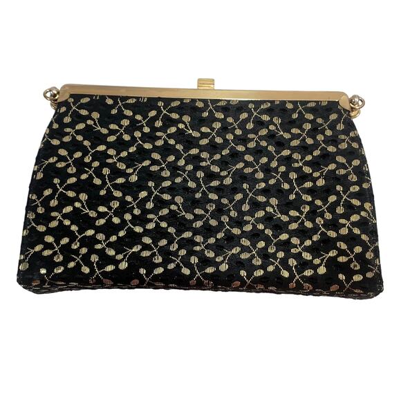 60s Black & Gold Convertible Bag | 3 Way Top Handle  Handbag | L and M - Picture 9 of 10